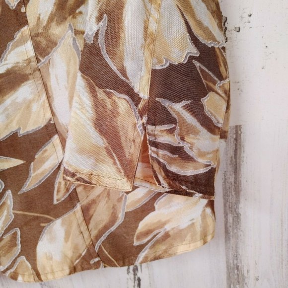 Alfred Dunner Women's 14 Button Up Shirt Brown Floral Palm 3/4 Sleeves - Picture 4 of 6